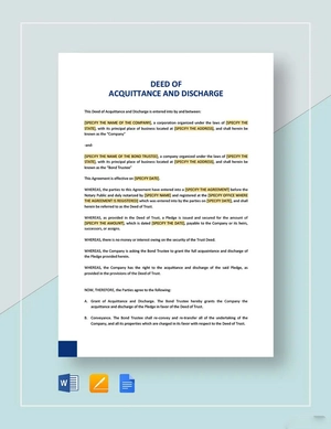 Deed of Acquittance and Discharge Template