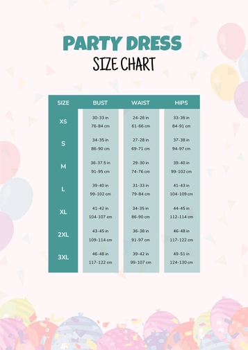 Party Dress Size Chart