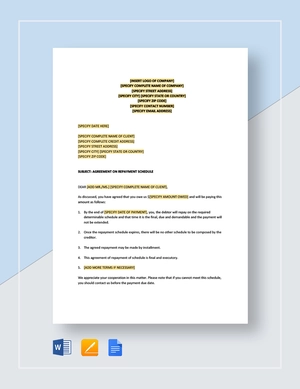 Letter Agreement on Repayment Schedule