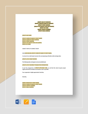 Notice to Correct Credit Template