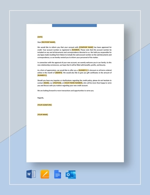 Approbation of New Credit Account Template
