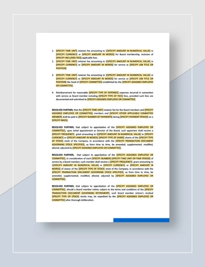 Board Resolution Approving Compensation for Board of Directors Template