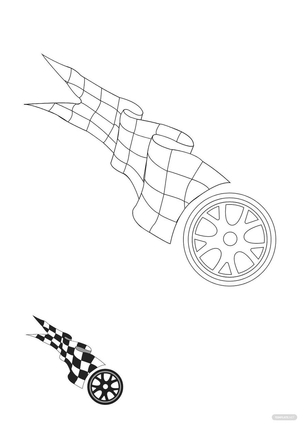 Tire Checkered Flag Coloring Page