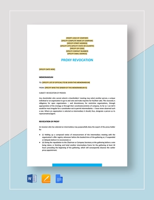 Proxy Revocation Template Proxy Revocation Template