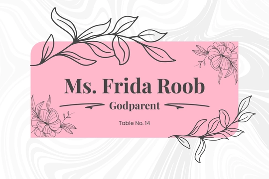 Pink And Silver Baptism Place Card