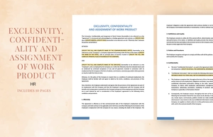 Exclusivity, Confidentiality and Assignment of Work Product Template