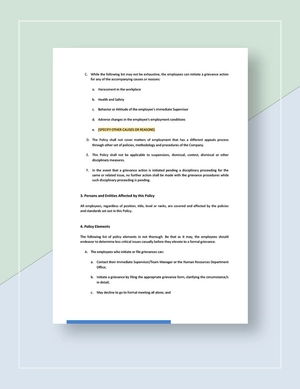 Grievance Policy Template