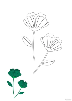Green Floral Coloring Page
