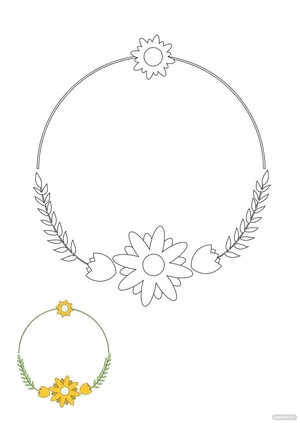 Floral Circle Coloring Page