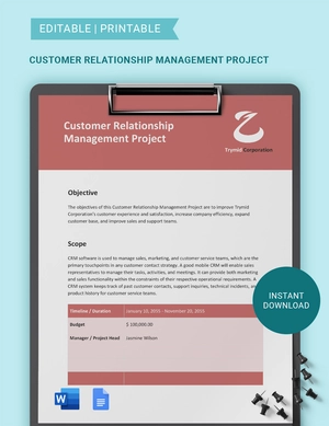 Customer Relationship Management Project Scope Template