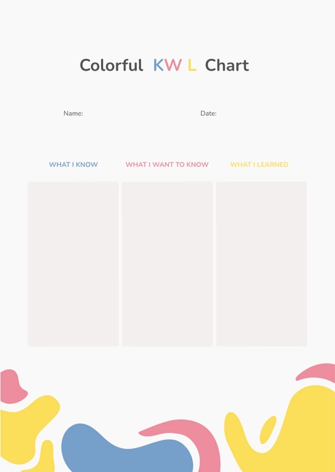Colorful KWL Chart Template