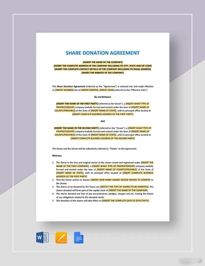 Share Donation Agreement Template Share Donation Agreement Template