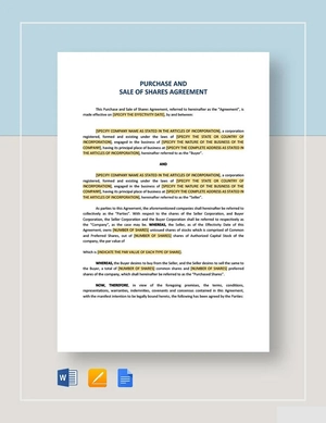 Purchase and Sale of Shares Agreement Template