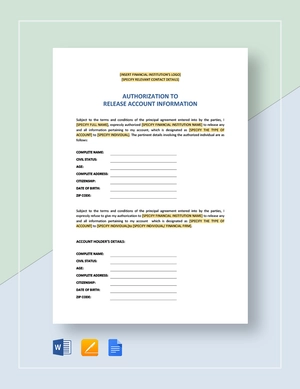 Authorization to Release Account Information Template