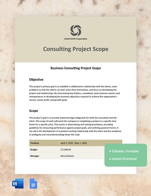 Consulting Project Scope Template