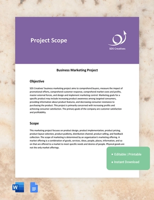 One Page Project Scope Template