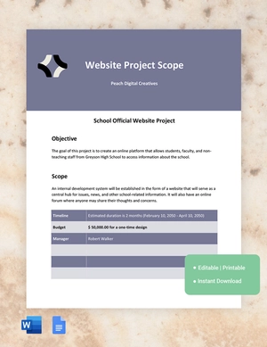 Website Project Scope Template