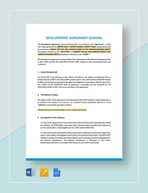 Development Agreement General Template