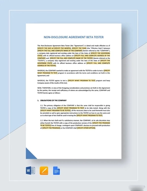 Non-Disclosure Agreement Beta Tester Template
