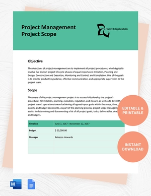 Project Management Project Scope Template