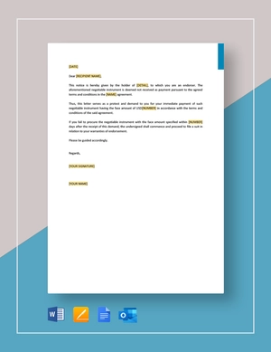 Demand to Endorsers for Immediate Payment Template