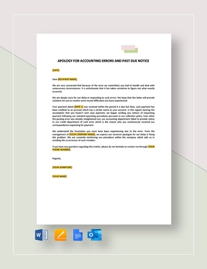 Apology for Accounting Errors and Past Due Notice Template