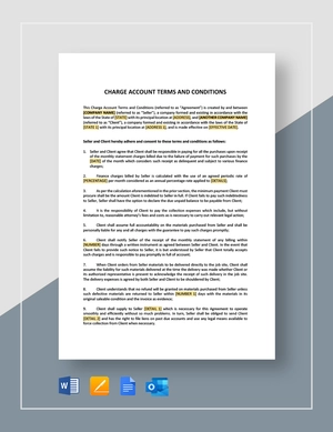 Charge Account Terms and Conditions Template