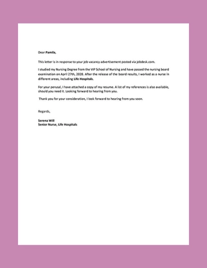 Nursing Resume Cover Letter
