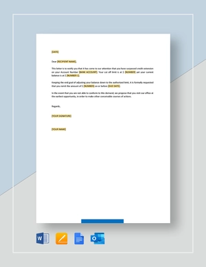 Request for Payment Credit Line Exceeded Template