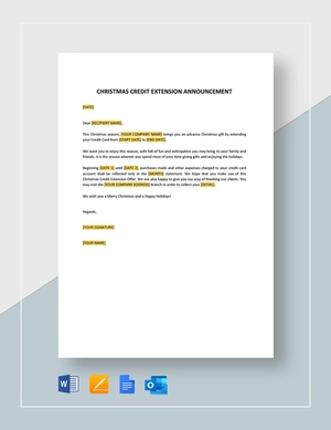 Christmas Credit Extension Announcement Template