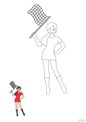 Checkered Flag Girl coloring page