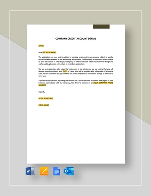 Company Credit Account Denial Template