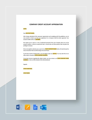 Company Credit Account Approbation Template