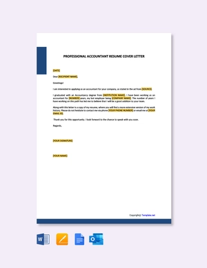 Professional Accountant Resume Cover Letter