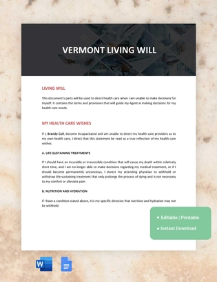 Virginia Living Will Template