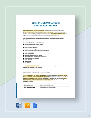 Offering Memorandum Limited Partnership Template