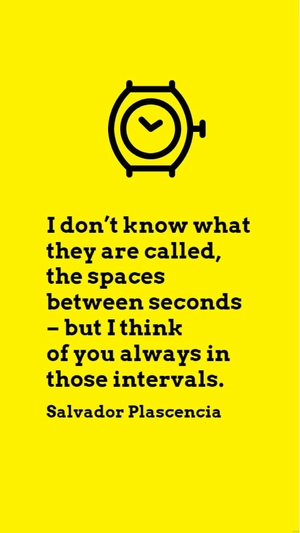 Salvador Plascencia - I don’t know what they are called, the spaces between seconds – but I think of you always in those intervals.