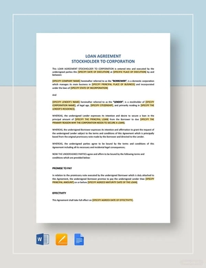 Loan Agreement Stockholder to Corporation Template