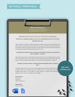 New Product Press Release Template