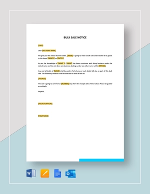 Bulk Sale Notice Template