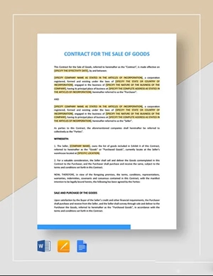 Contract for the Sale of Goods Template