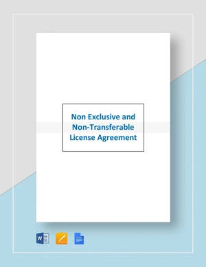License Agreement Non Transferable and Non Exclusive License Template