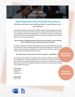New Employee Press Release Template