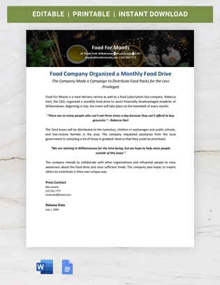Campaign Press Release Template