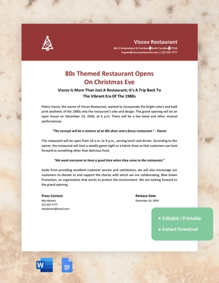Grand Opening Press Release Template