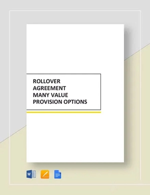 Rollover Agreement Many Value Provision Options Template