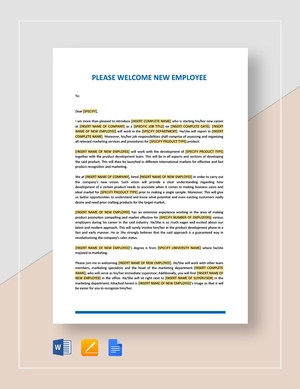Please Welcome New Employee Template Please Welcome New Employee Template