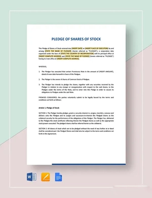 Pledge of Shares of Stock Template