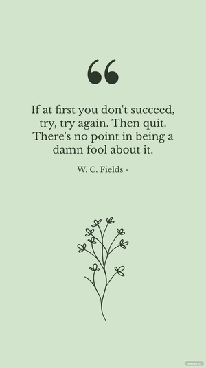 W. C. Fields - If at first you don't succeed, try, try again. Then quit. There's no point in being a damn fool about it.
