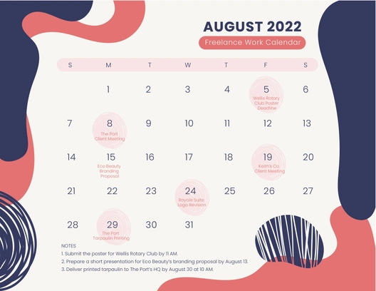 Printable August 2022 Calendar